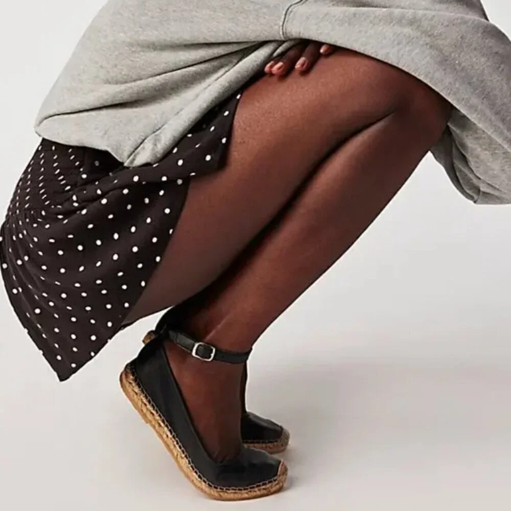 NWOT Free People Mason Ballet Espadrille Flats in Black